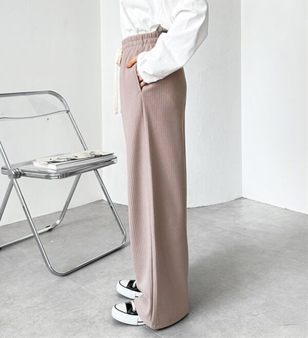 GeeRA（ジーラ）の「ふわふわあったか！裏起毛リブワイドパンツ（フルレングスパンツ）」｜詳細画像