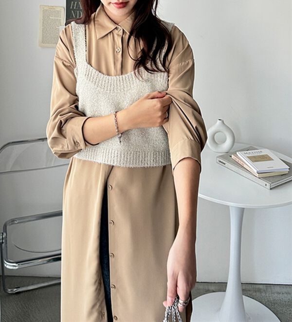 GeeRA（ジーラ）の「スリット入りロングシャツワンピース（シャツワンピース）」｜詳細画像