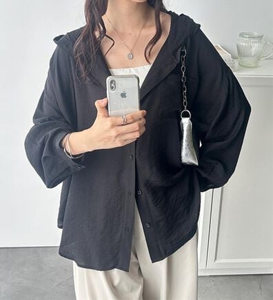 GeeRA（ジーラ）の「羽織にも◎フード付きオーバーサイズシャツ（シャツ）」