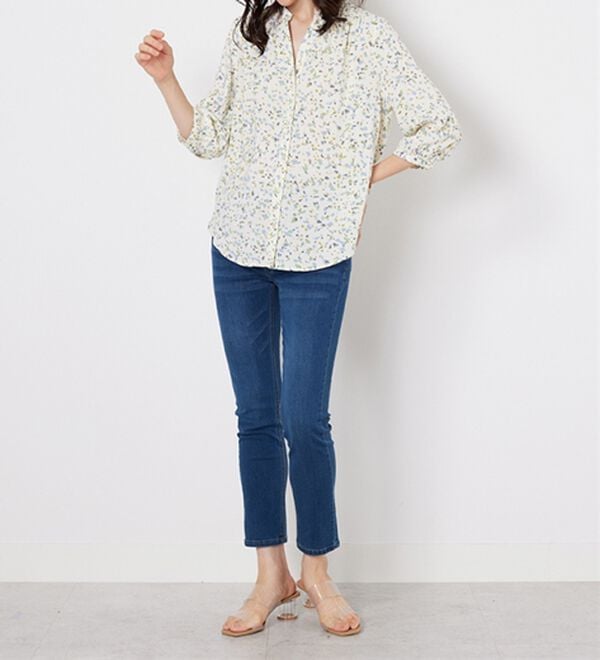 BELLUNA（ベルーナ）の「【接触冷感】レーヨン素材ギャザー使いプリントブラウス（ブラウス）」｜詳細画像