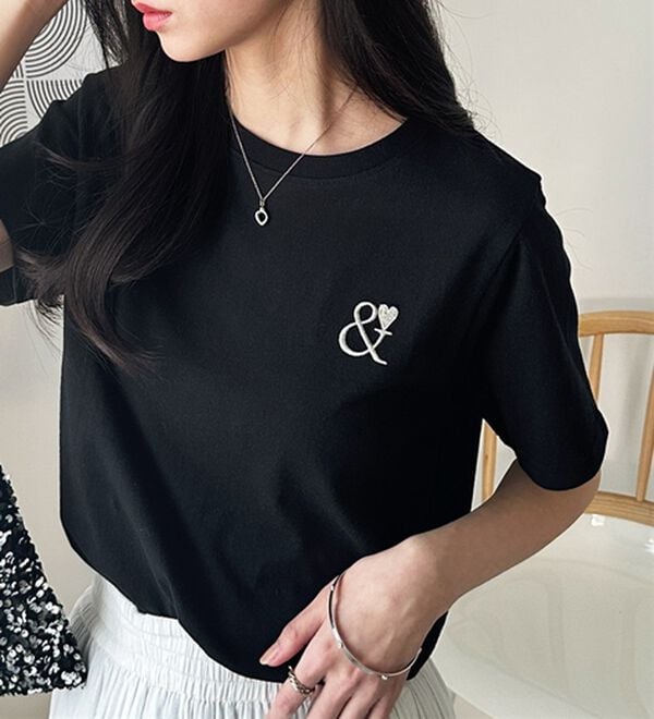 GeeRA（ジーラ）の「アンドハート刺しゅうＴシャツ（Tシャツ）」｜詳細画像