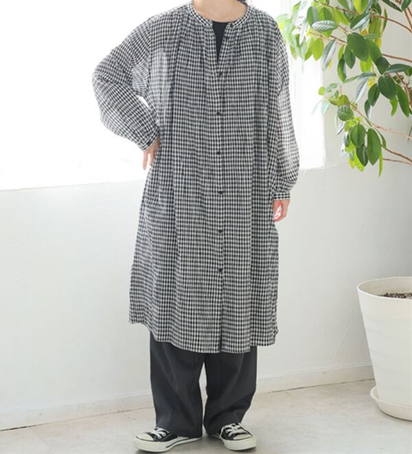 A HAPPY MARILYN（アハッピーマリリン）の「【Ｌ～６Ｌ】【選べる袖丈】【風通るプレミアム】綿・楊柳シャツチュニック（チュニック）」｜詳細画像