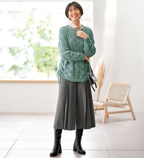 BELLUNA（ベルーナ）の「透かし編ドロスト使いニットプルオーバー（ニット・セーター）」｜詳細画像