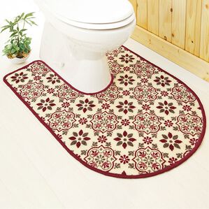 「奥までしっかりガード！耳長トイレマット（トイレマット）」｜タイルレッド