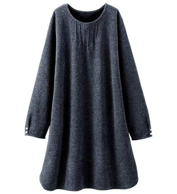 BELLUNA（ベルーナ）の「袖パールボタン付ツイード調ワンピース（チュニック）」｜詳細画像