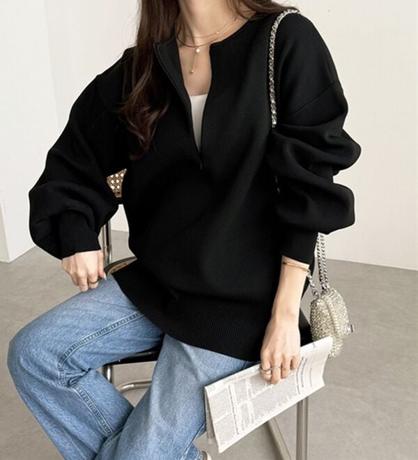 GeeRA（ジーラ）の「ハーフジップニットプルオーバー（ニット・セーター）」｜詳細画像