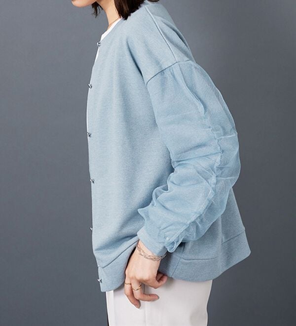 BELLUNA（ベルーナ）の「ラメ調袖チュールデザインカーディガン（その他カーディガン）」｜詳細画像