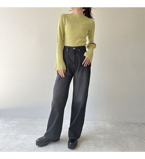 GeeRA（ジーラ）の「サイドラインワイドデニムパンツ（フルレングスパンツ）」｜詳細画像