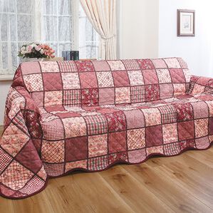 「ほっこり配色のやわらかキルトマルチカバー（ソファーカバー）」｜ワイン