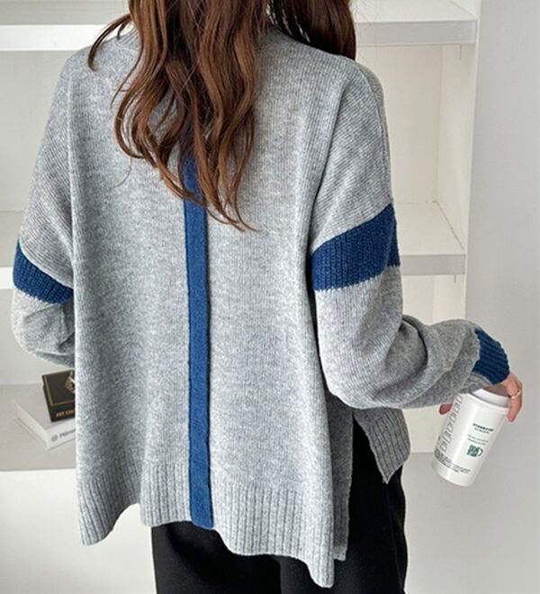 GeeRA（ジーラ）の「配色ラインニットプルオーバー（ニット・セーター）」｜詳細画像