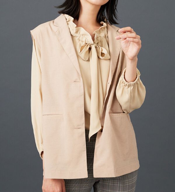 BELLUNA（ベルーナ）の「シアー素材ポケット付テーラードジレ（ジレ）」｜詳細画像