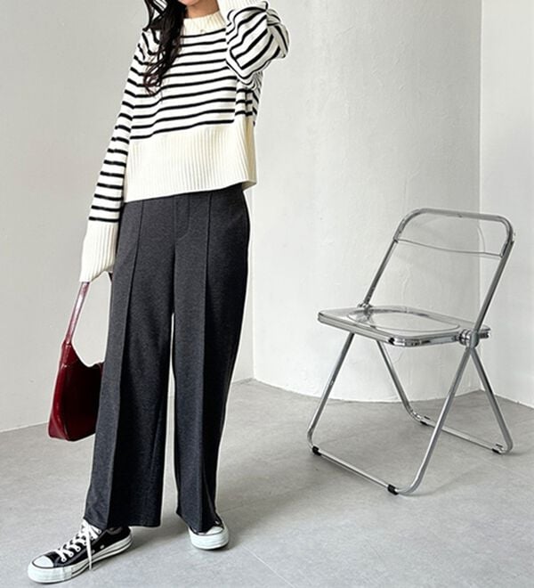 GeeRA（ジーラ）の「美脚ストレッチセミワイドパンツ（ワイドパンツ・ガウチョ）」｜詳細画像