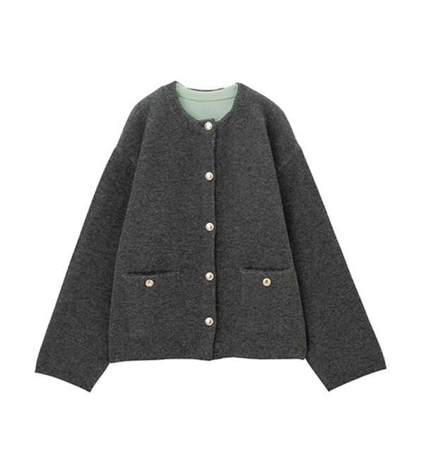 RANAN（ラナン）の「裏配色ゴールド調ボタンニットコーディガン（ニットカーディガン）」｜詳細画像