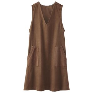 BELLUNA（ベルーナ）の「綿１００％コーデュロイ素材切替ジャンパードレス（チュニック）」｜ブラウン