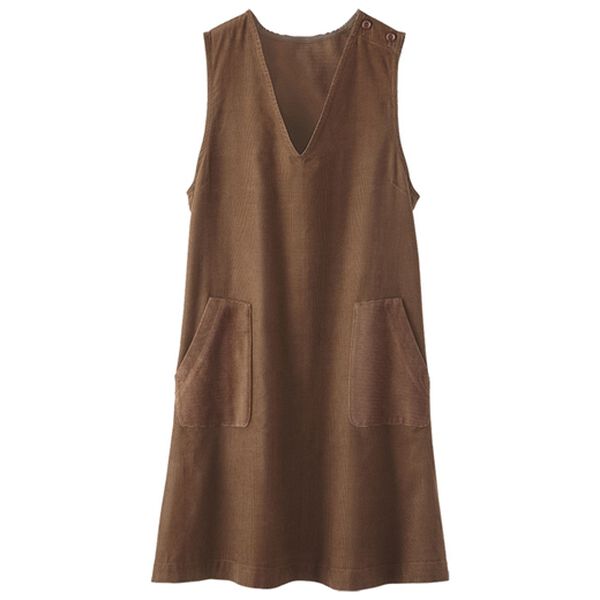 BELLUNA（ベルーナ）の「綿１００％コーデュロイ素材切替ジャンパードレス（チュニック）」｜ブラウン