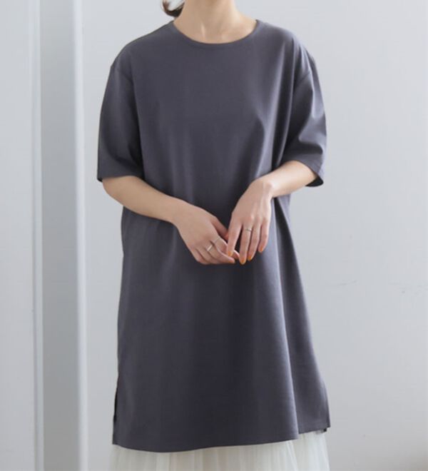 A HAPPY MARILYN（アハッピーマリリン）の「【Ｍ～８Ｌ】【接触冷感・吸水速乾】体型カバー五分袖チュニック（チュニック）」｜スミクロ