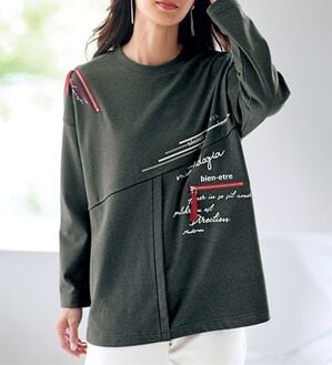 BELLUNA（ベルーナ）の「起毛カットソーデザインプルオーバー（カットソー）」｜チャコール