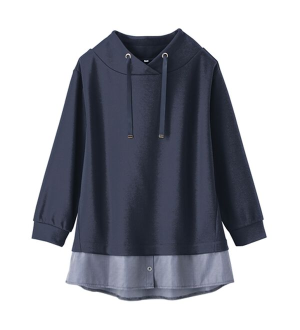 BELLUNA（ベルーナ）の「ワイドネックデザインシャツ切替チュニック（チュニック）」｜詳細画像