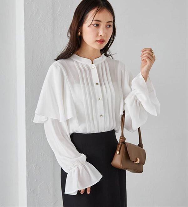 RANAN（ラナン）の「ピンタックフレアー長袖ブラウス（ブラウス）」｜詳細画像