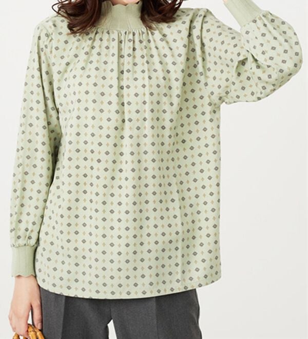 BELLUNA（ベルーナ）の「衿＆袖ニット使い美人顔ブラウス（ブラウス）」｜詳細画像