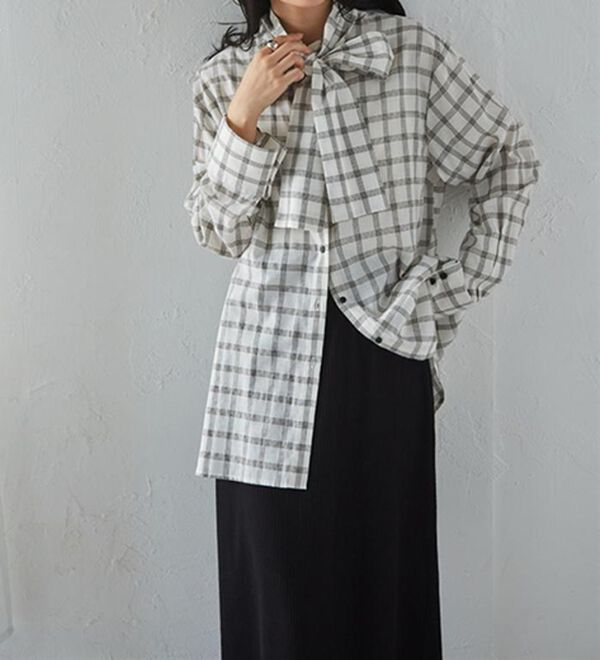 RANAN（ラナン）の「２ｗａｙボウタイチェックシャツ（シャツ）」｜詳細画像