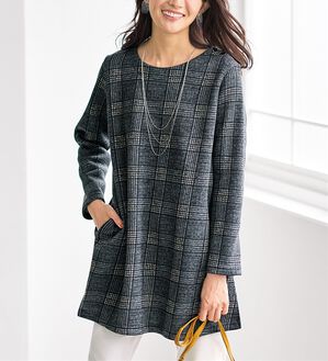 BELLUNA（ベルーナ）の「裏起毛素材チェック柄チュニック（チュニック）」｜詳細画像