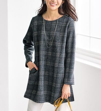 BELLUNA（ベルーナ）の「裏起毛素材チェック柄チュニック（チュニック）」