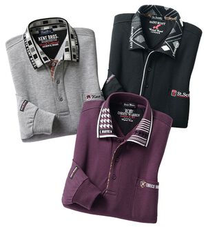 「【３枚組】裏起毛衿デザインポロ（メンズポロシャツ）」｜3枚組