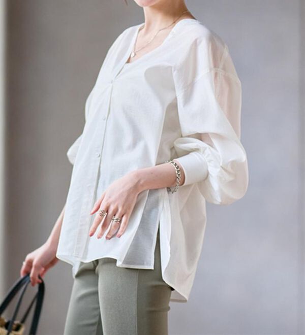 RANAN（ラナン）の「ディープVネックシアーシャツ（シャツ）」｜詳細画像