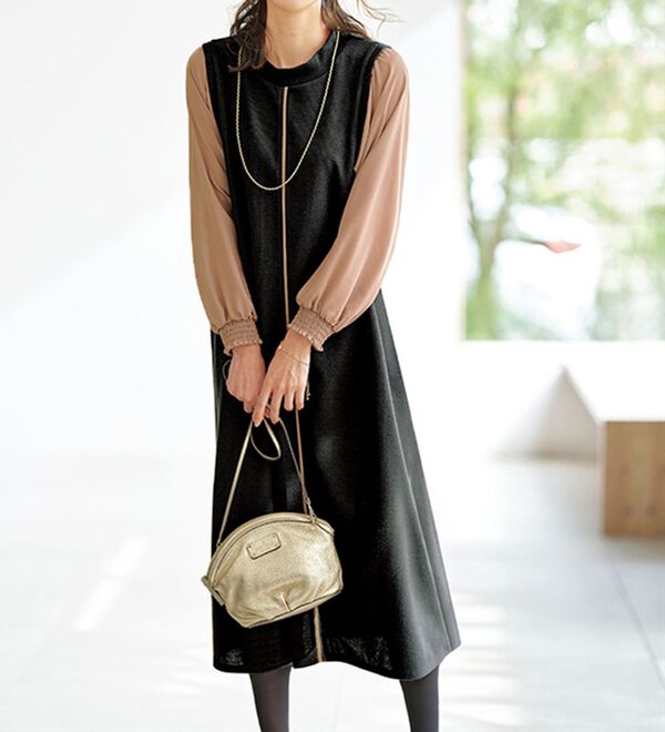 袖切替デザインハイネックワンピース - ベルーナ【公式】 