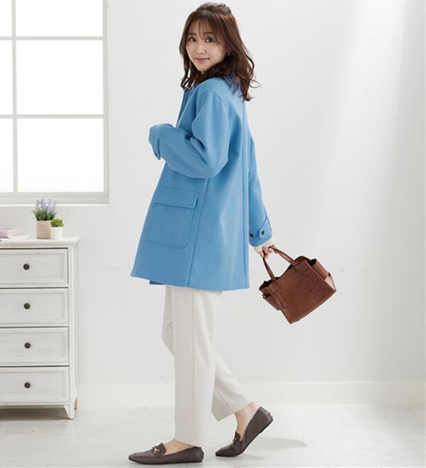 BELLUNA（ベルーナ）の「ウール調ステンカラーコート（ハーフコート）」｜詳細画像