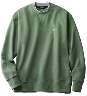 「＜ポロ・ビーシーエス＞ワッフルレイヤードトレーナー（メンズトレーナー）」｜セージ