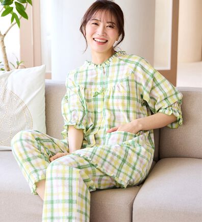 LAVIENNE（ラヴィエンヌ）の「サラッと涼感、綿１００％サッカーパジャマ（パジャマ・ルームウェア）」