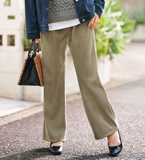 BELLUNA（ベルーナ）の「なめらか裏ベロアコーデュロイワイドパンツ（ワイドパンツ・ガウチョ）」｜グレージュ