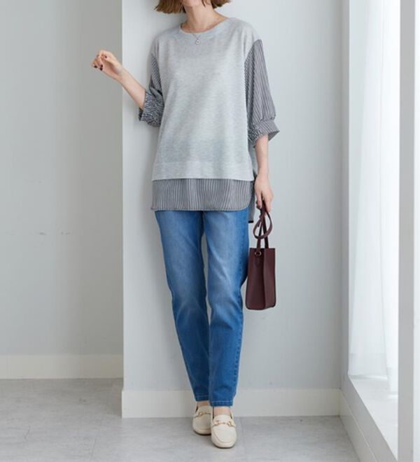 BELLUNA（ベルーナ）の「ラメ調素材シャツフェイクチュニック（チュニック）」｜詳細画像