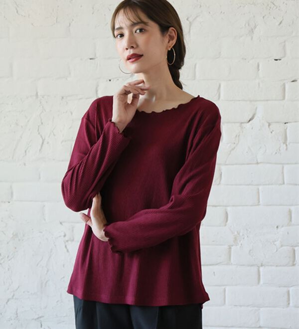 A HAPPY MARILYN（アハッピーマリリン）の「【Ｌ～６Ｌ】Ｒｉｎ こだわったのはシルエットと着心地 すっきり リブ カットソー トップス（カットソー）」｜詳細画像