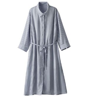 BELLUNA（ベルーナ）の「リップル素材シャツワンピース（シャツワンピース）」｜ネイビー系