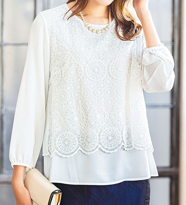 ルフラン（ルフラン）の「レース使いフォーマルブラウス（ブラックフォーマル（喪服・礼服））」｜詳細画像