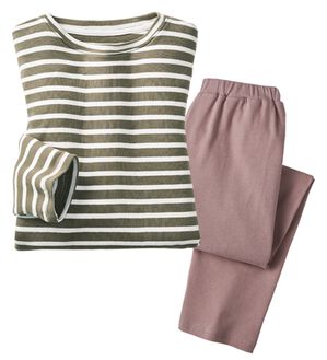 LAVIENNE（ラヴィエンヌ）の「【とろける肌心地】綿１００％やわらかスムースパジャマ（パジャマ・ルームウェア）」｜オリーブ