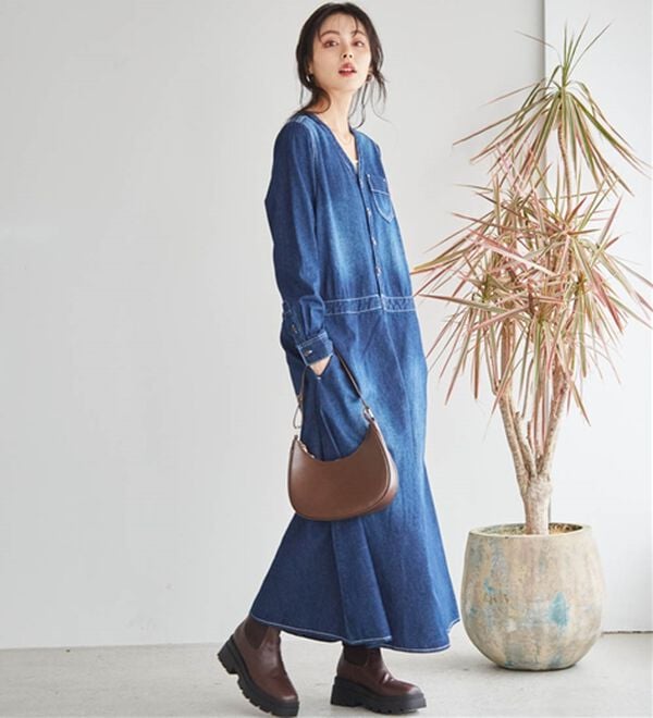 RANAN（ラナン）の「ロング丈デザインデニムワンピース（その他ワンピース）」｜詳細画像