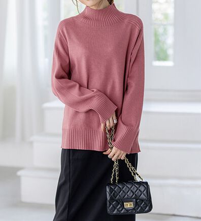 BELLUNA（ベルーナ）の「トレーナーがカジュアルすぎる方に！洗えるリブハイネックニット（ニット・セーター）」