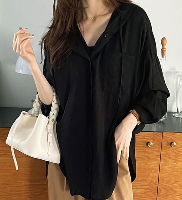GeeRA（ジーラ）の「羽織にも◎フード付きオーバーサイズシャツ（シャツ）」｜詳細画像