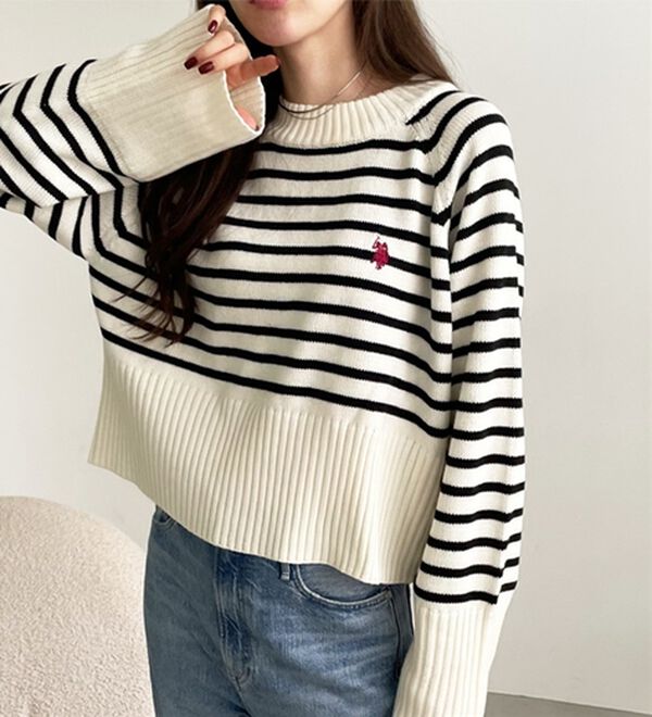 GeeRA（ジーラ）の「【ＵＳ．ＰＯＬＯ　ＡＳＳＮ】ショート丈ニット（ニット・セーター）」｜詳細画像