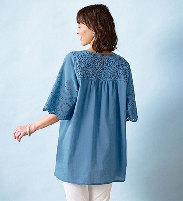 BELLUNA（ベルーナ）の「刺しゅうレース切替チュニック（チュニック）」｜詳細画像