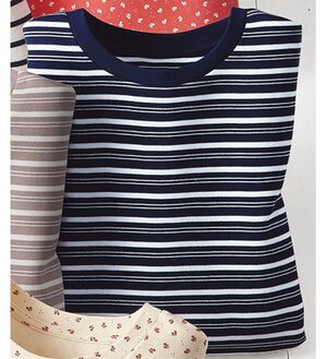 BELLUNA（ベルーナ）の「オーガニック超長綿１００％プルオーバー（カットソー）」｜ネイビー／白