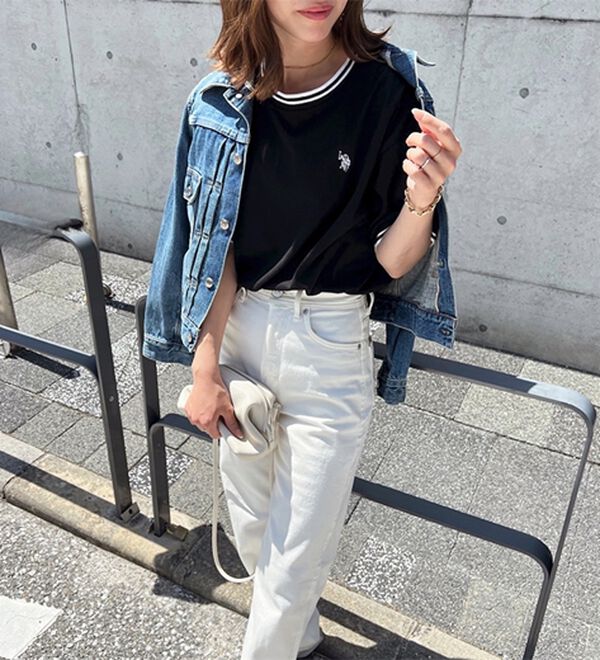 GeeRA（ジーラ）の「【ＵＳ．ＰＯＬＯ．ＡＳＳＮ】ライン配色Ｔシャツ（Tシャツ）」｜詳細画像