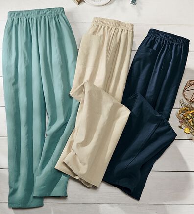 ルフラン（ルフラン）の「【３本組】綿レーヨンゆったりパンツ（フルレングスパンツ）」