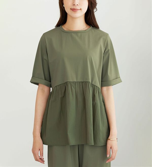 BELLUNA（ベルーナ）の「ヒンヤリ爽快！異素材切替プルオーバー（カットソー）」｜詳細画像