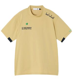 「＜ルコック＞ゴルフ　マーキングデザイン半袖モックネックシャツ（メンズシャツ）」｜ベージュ