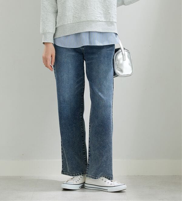 BELLUNA（ベルーナ）の「デニム素材美脚見えワイドパンツ（ワイドパンツ・ガウチョ）」｜詳細画像